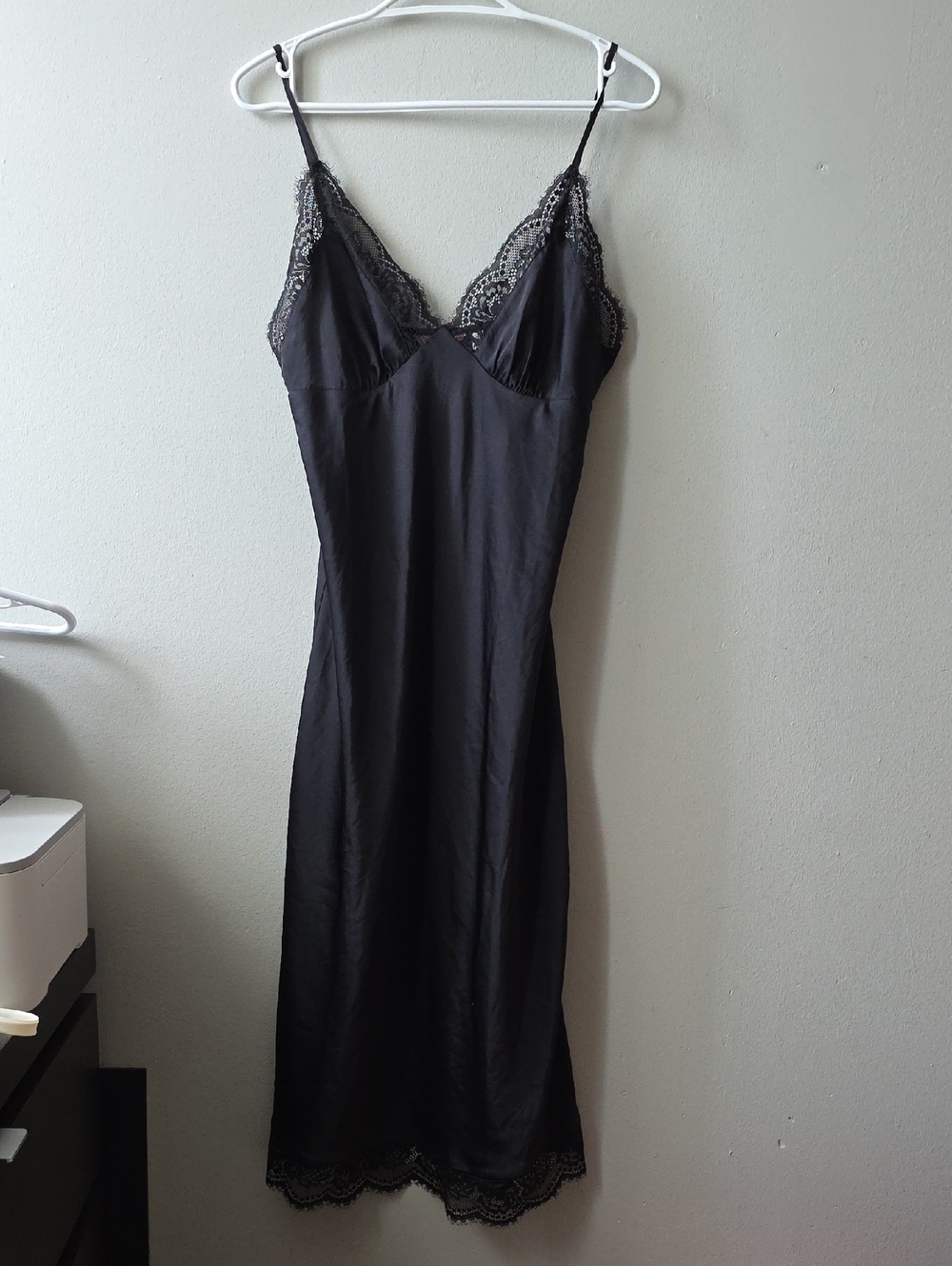 La Vie En Rose Black Lace Trim Slip Dress - Women Intimates